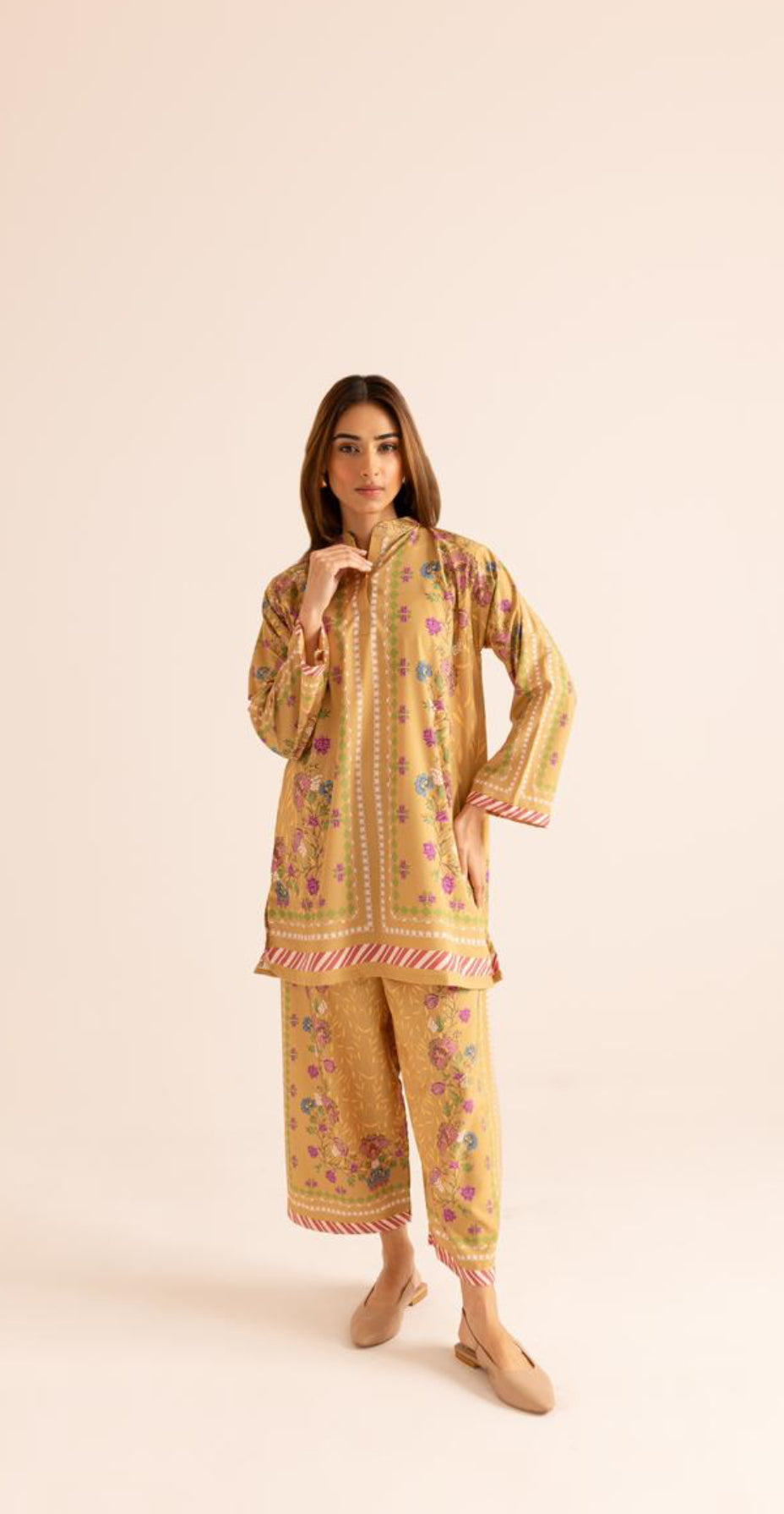 Floral Printed yellow Color Party wear Co-ord Set CS-0012