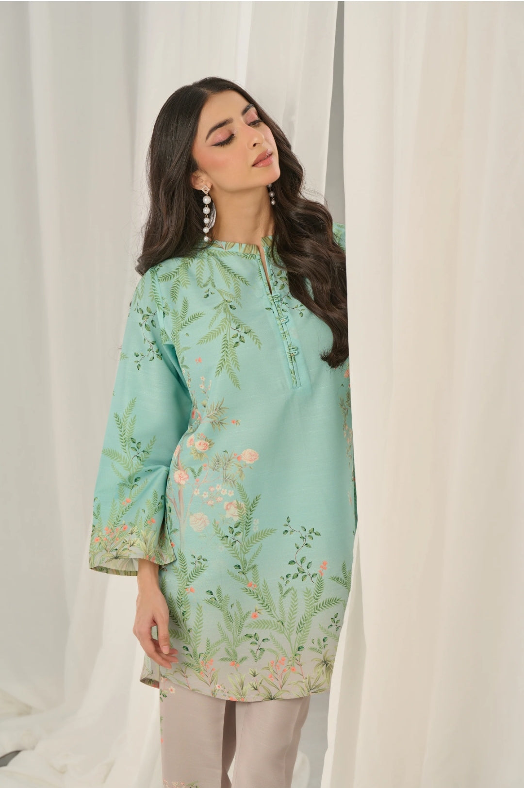 Teal bloom kurta set with dupatta SS-006