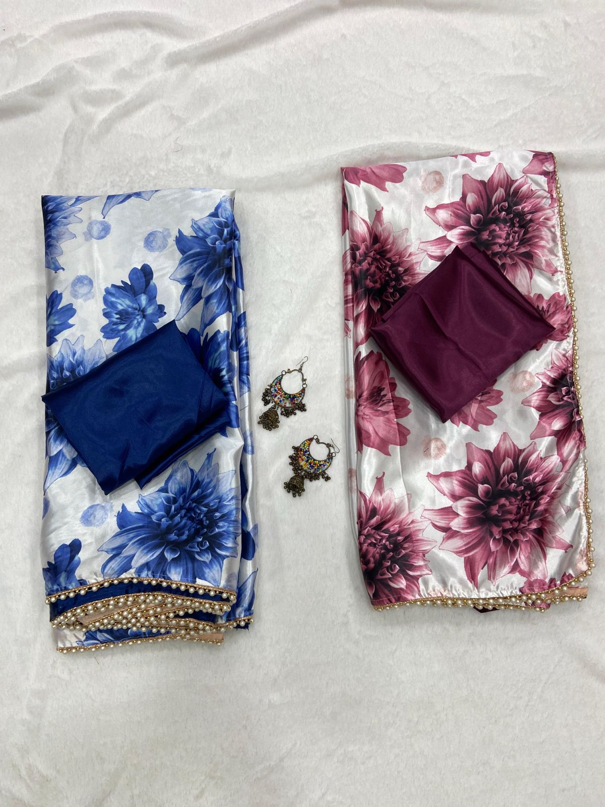Beautiful Japani SatinDigital Print Flower Pallu S-60