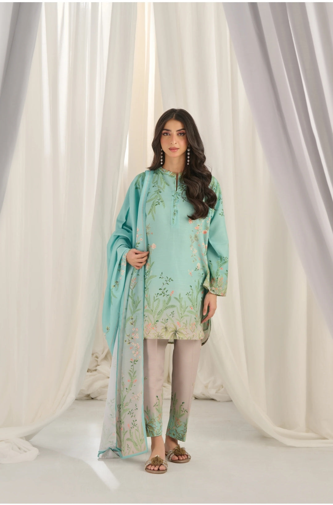 Teal bloom kurta set with dupatta SS-006