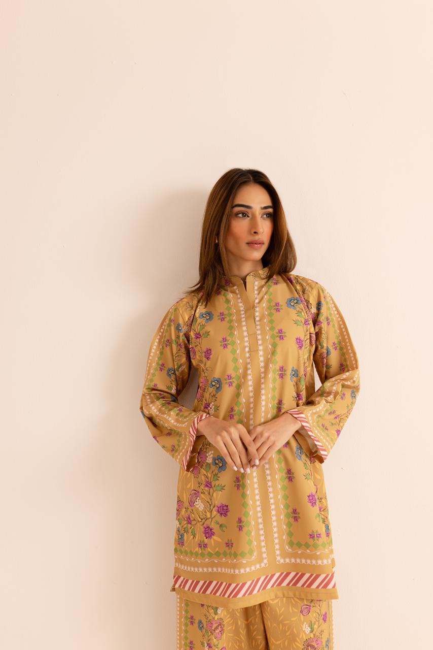 Floral Printed yellow Color Party wear Co-ord Set CS-0012