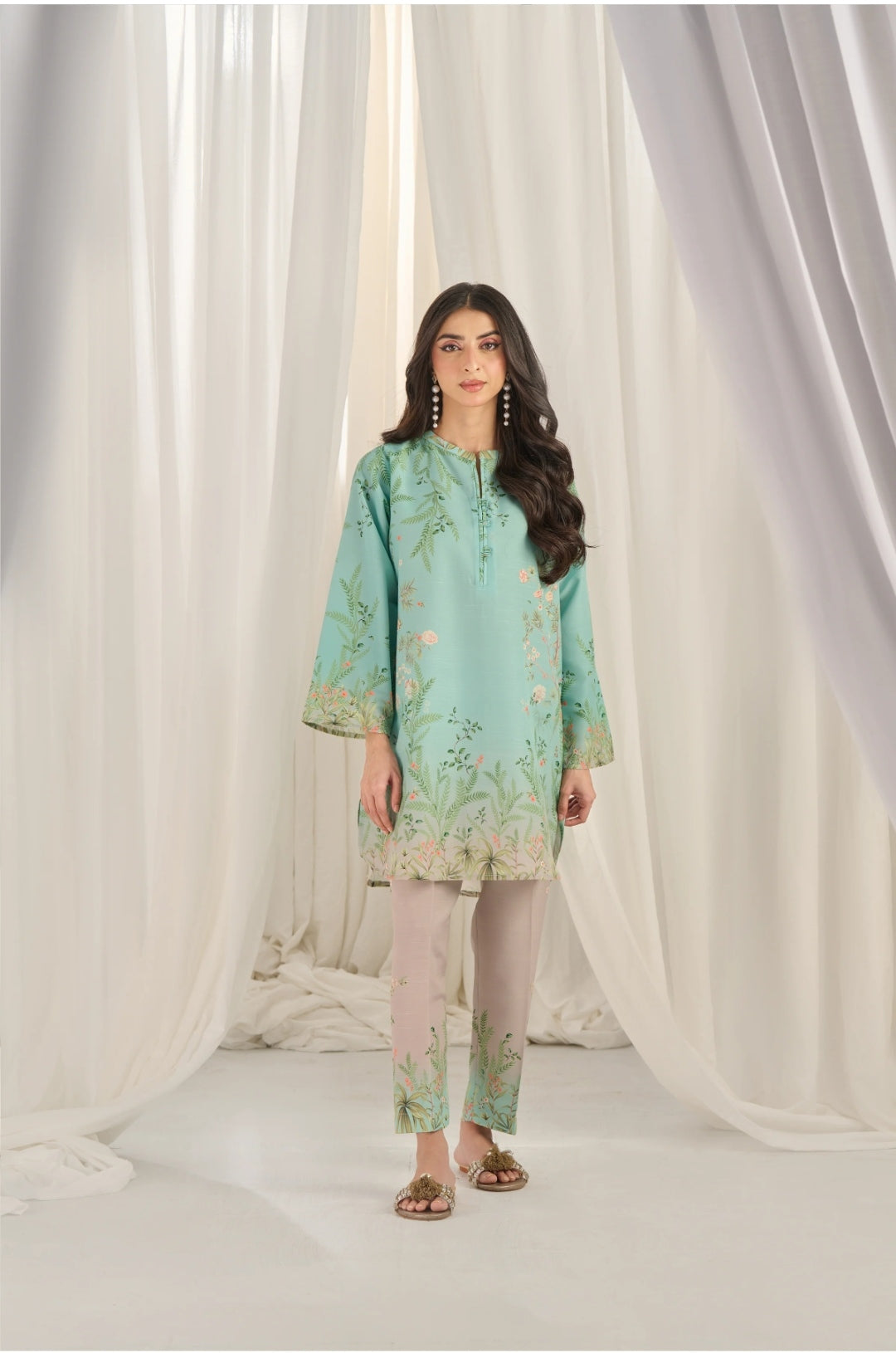 Teal bloom kurta set with dupatta SS-006