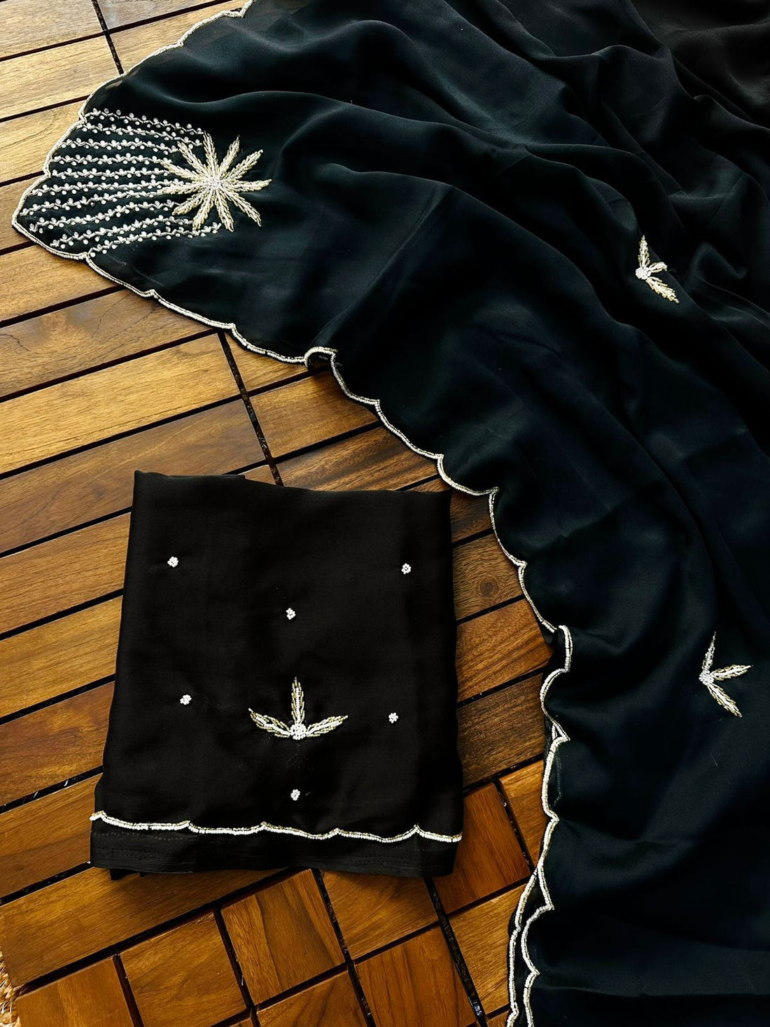 Beautiful Handcrafted Pearl Fancy Saree S-64