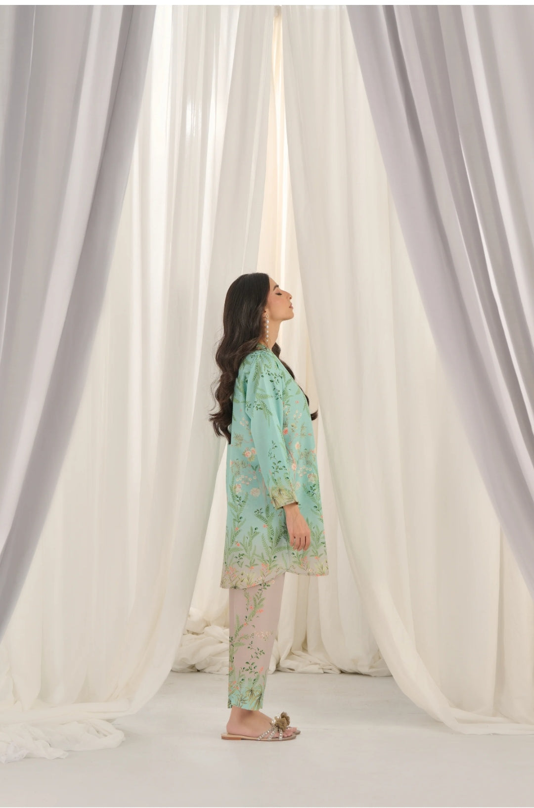 Teal bloom kurta set with dupatta SS-006