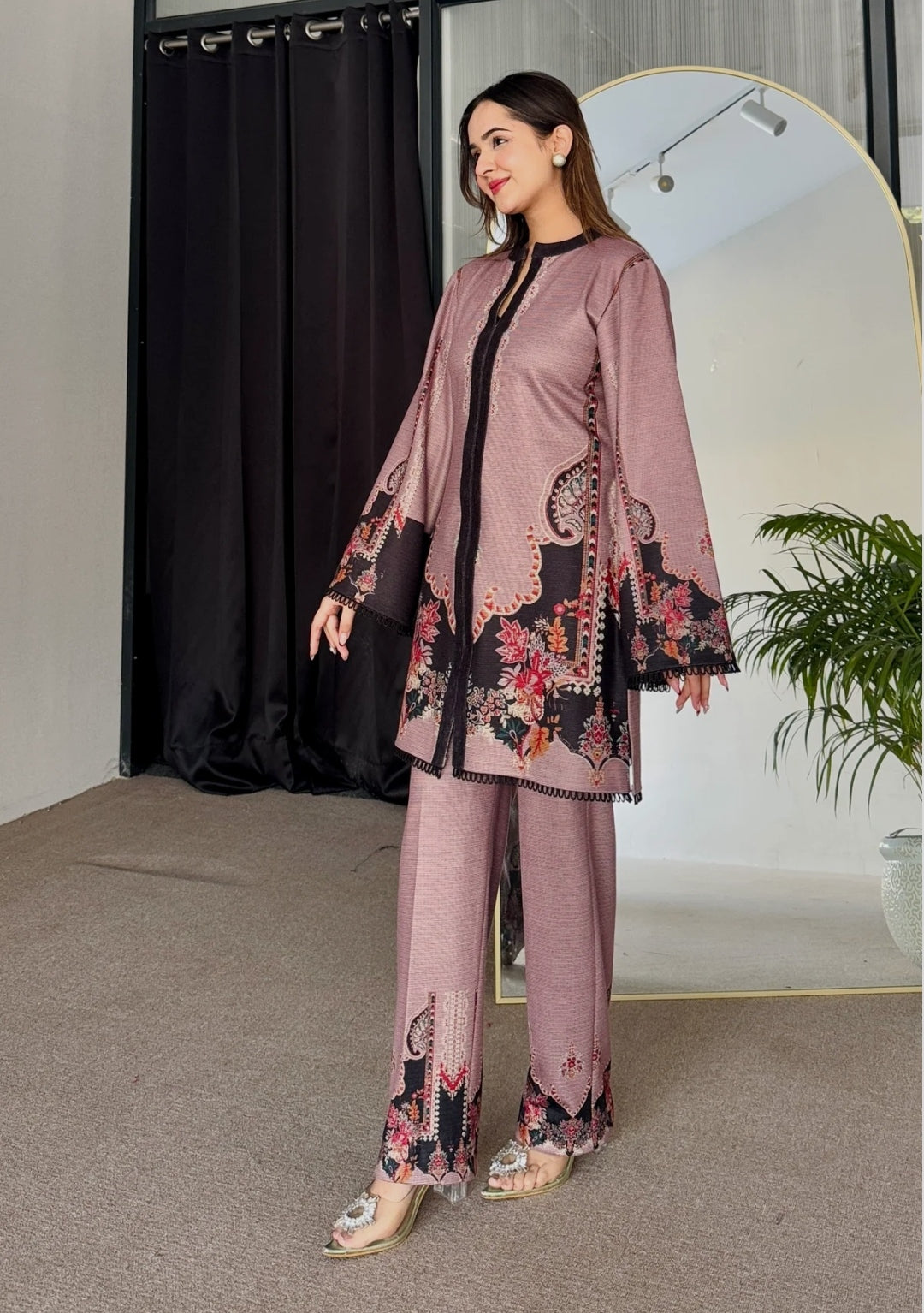 Trendy Mauve Black Printed Suit – Ready to Wear Collection CS- 66